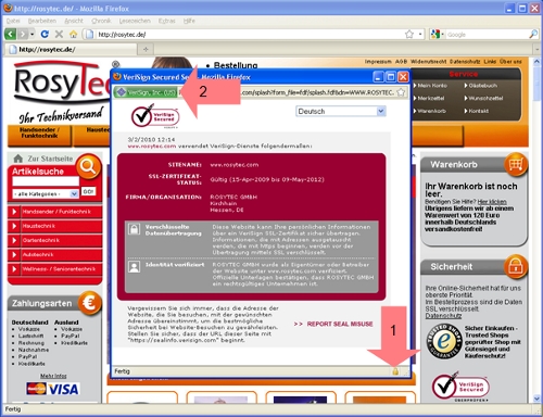 RosyTec-Zertifikatsinformationen