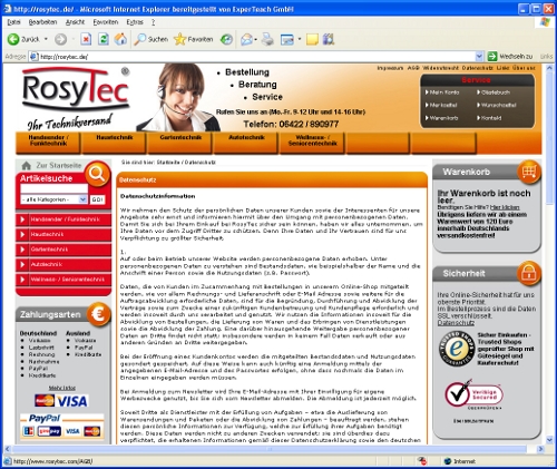 RosyTec-Datenschutzerklärung